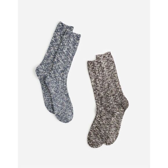 Madewell Two-Pack Cotton-Blend Camp Socks - Cozy Speckled Design, Men’s One Size - Picture 3 of 3